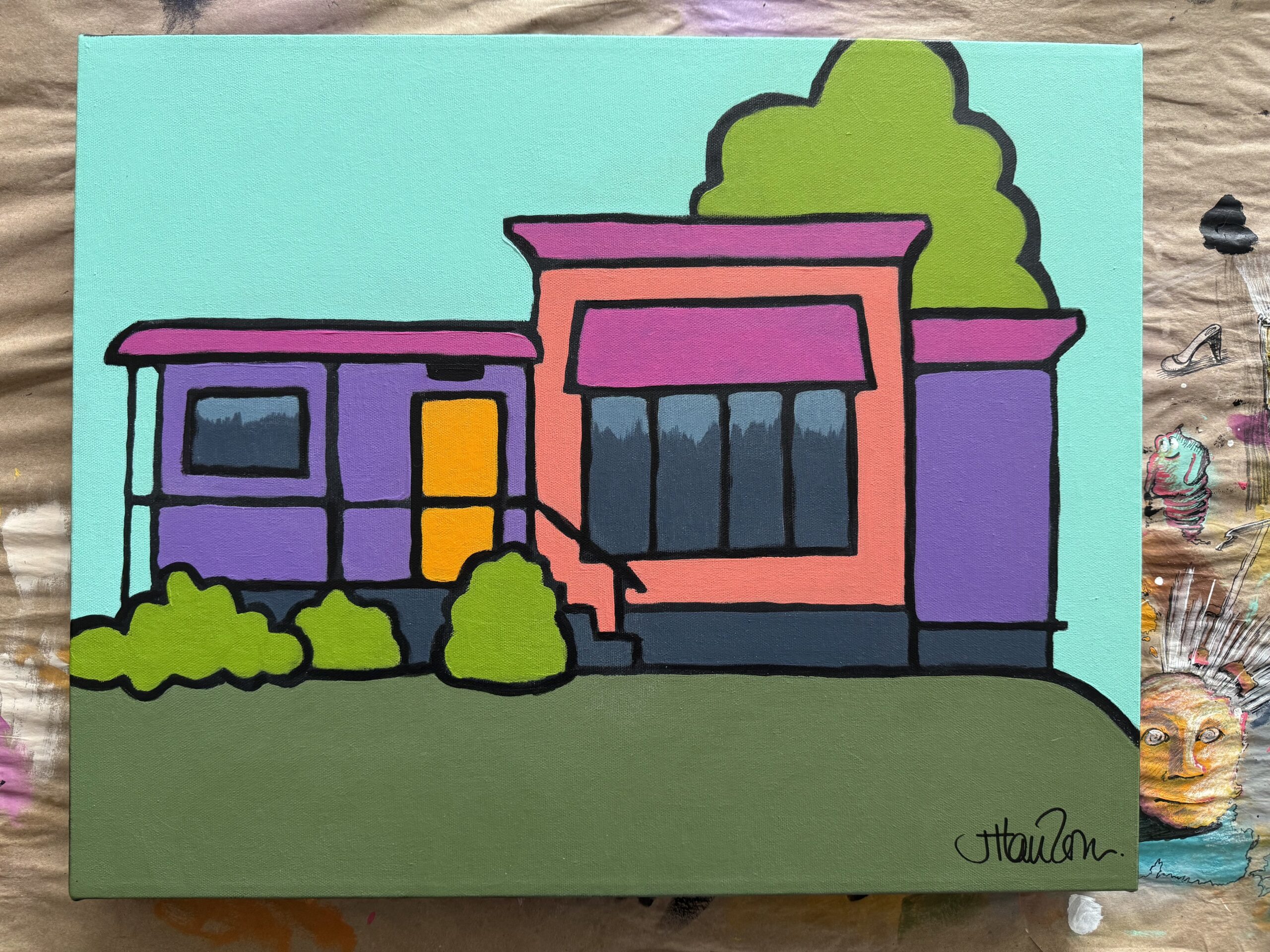 Custom colourful house paintings by Ottawa artist Joanne T. Lauzon